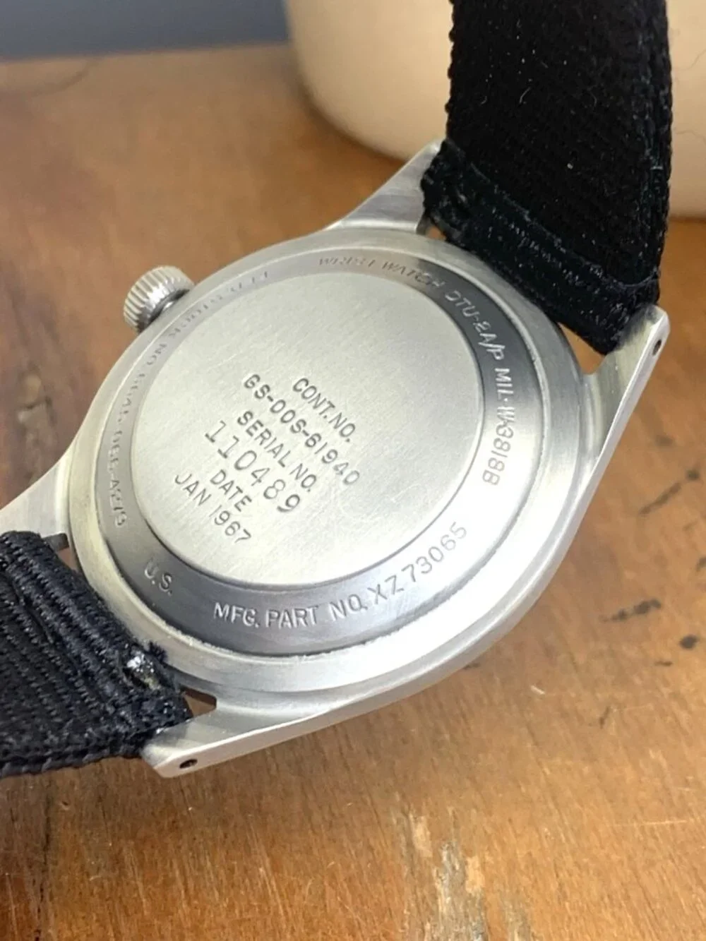Benrus Mens Watch DTU-2A/P Vietnam Era Vintage Military Jan 1967 Nylon Band 34mm